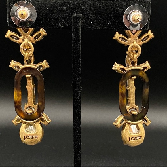 J.Crew Signed Tortoise Shell and Chunky Sparkly Dangle Earrings - Picture 9 of 11